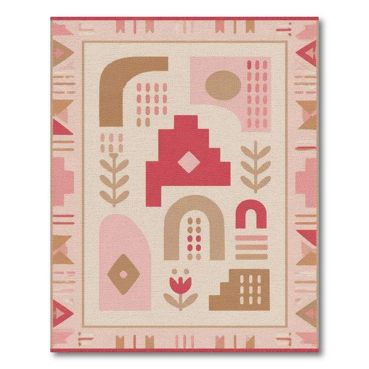 Pink Geometric Modern Washable Area Rug