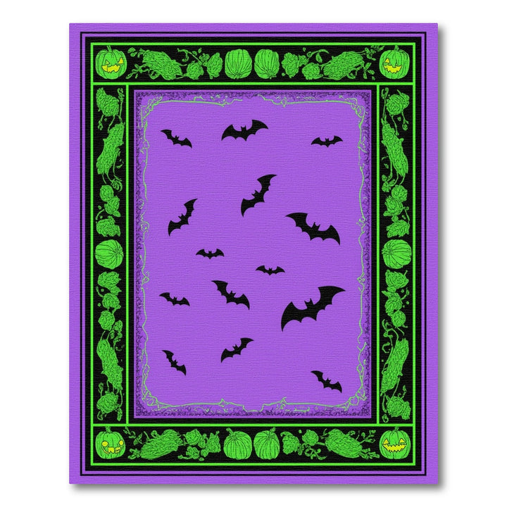 Purple Bats and Pumpkins Halloween Area Rug