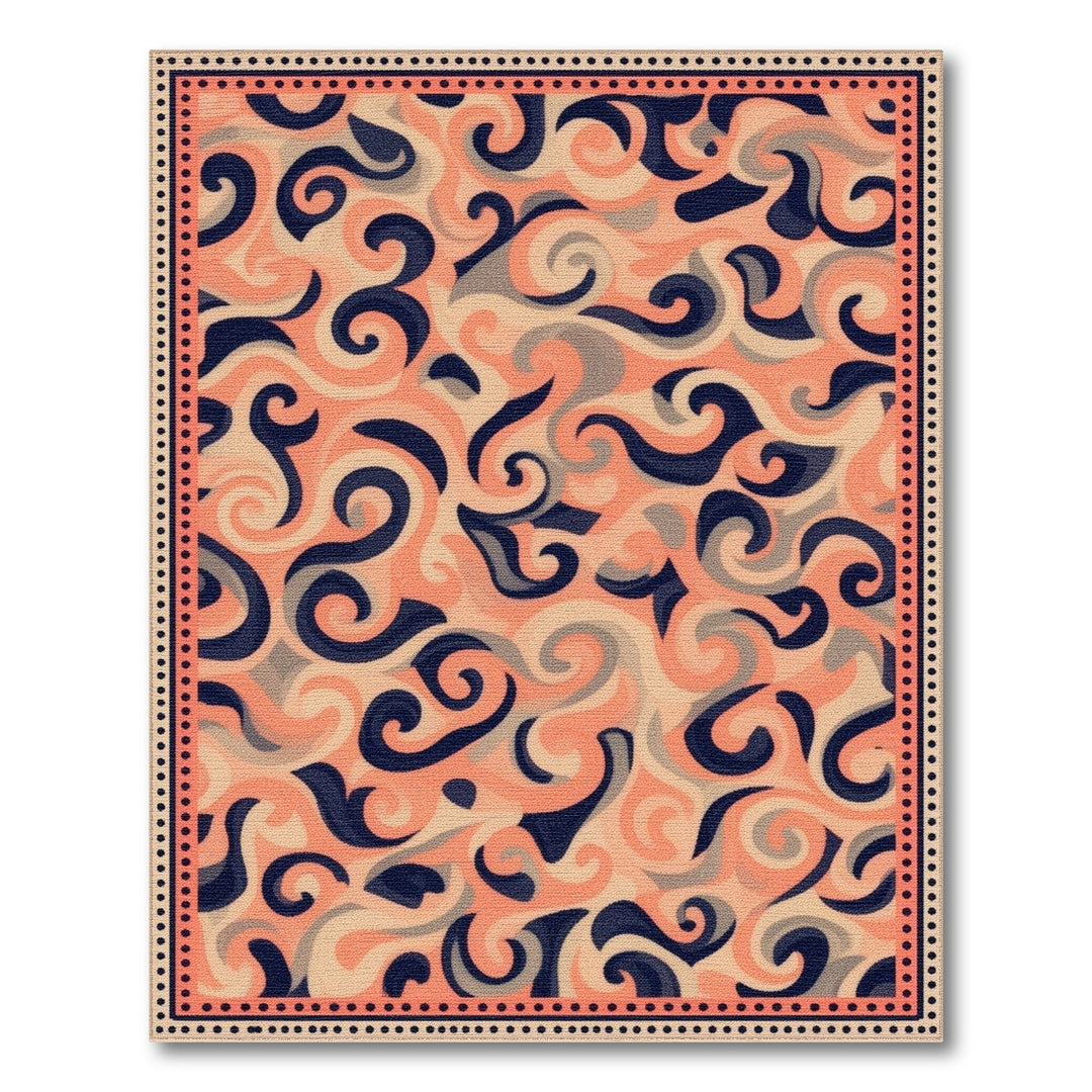 Orange Swirl Abstract Area Rug