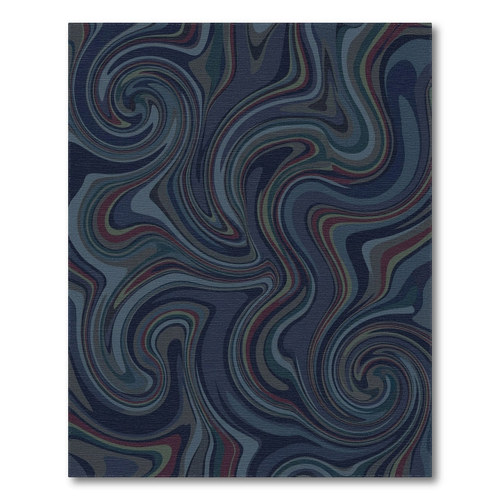 Deep Blue Swirls Marble Effect Rug