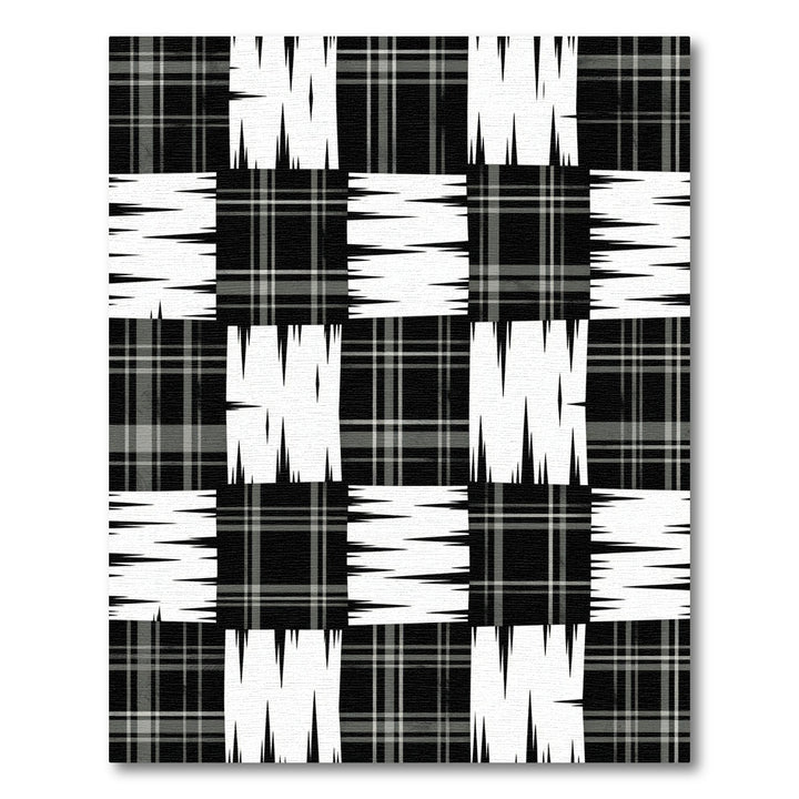 Black White Plaid Patchwork Contemporary Rug