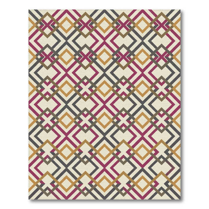 Crimson Gold Charcoal Interlocking Diamond Rug