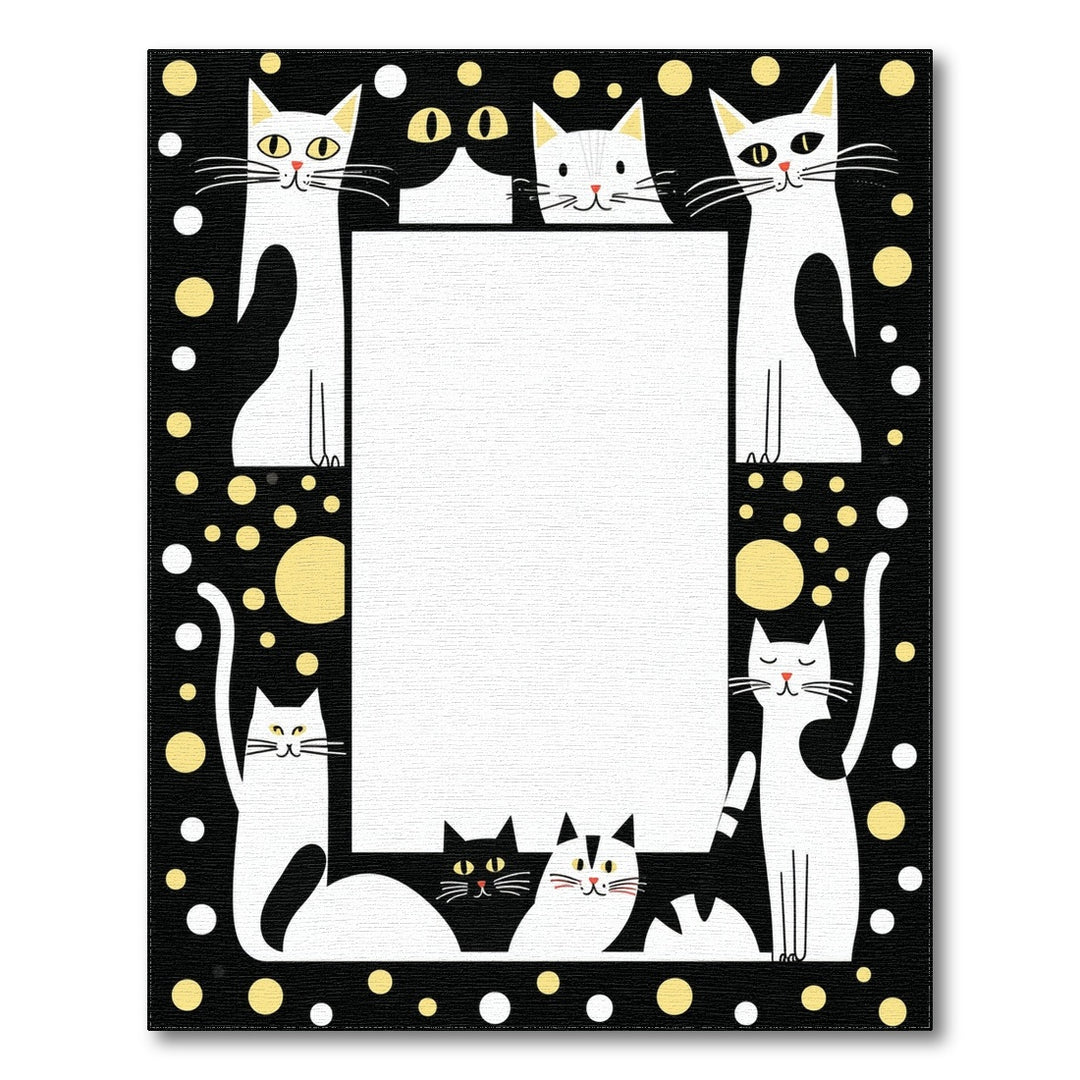Black White Cartoon Cat Kids Area Rug