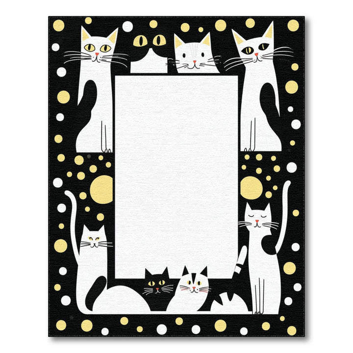 Black White Cartoon Cat Kids Area Rug