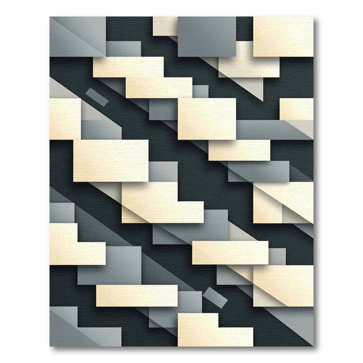 Modern Ivory Gray Geometric Overlap Rug