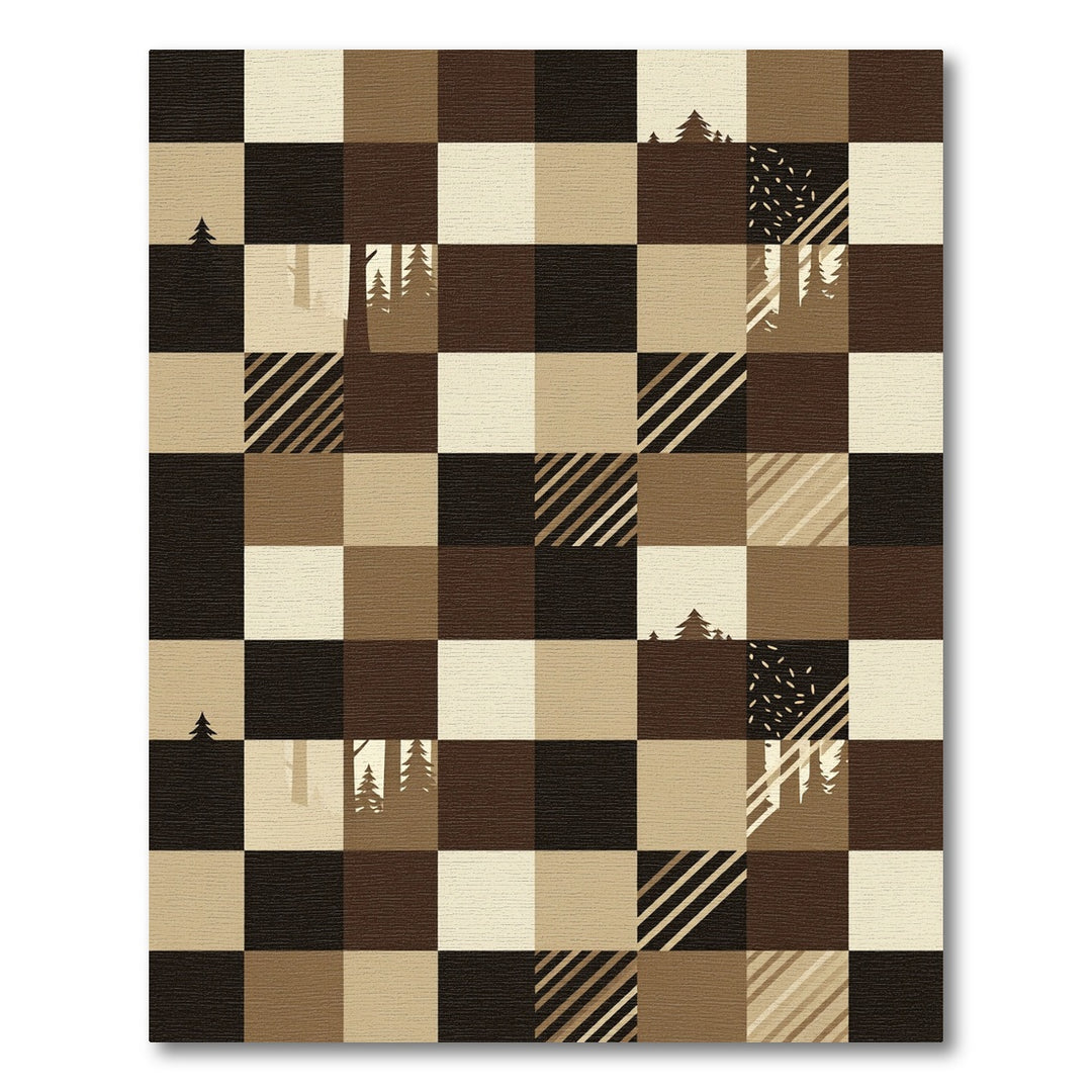 Rustic Forest Plaid Squares Rug