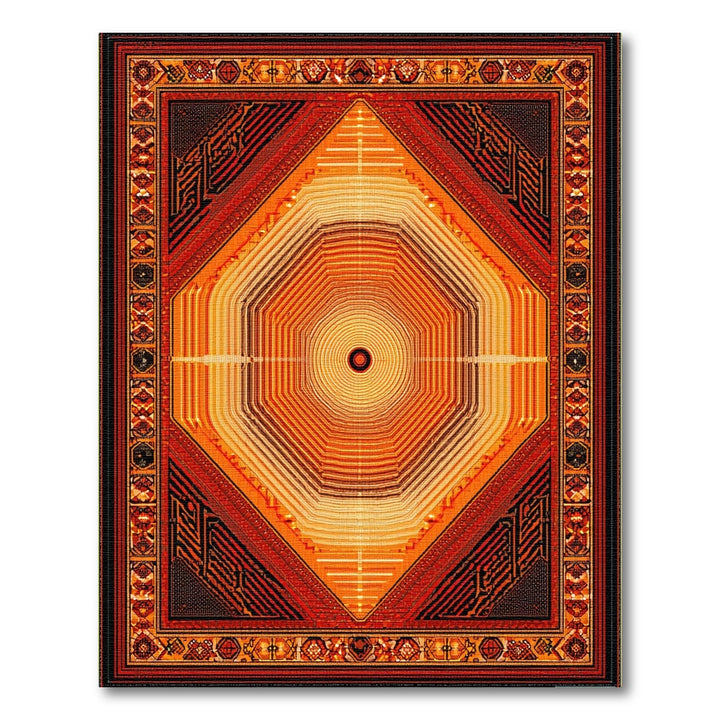 Radiant Orange Geometric Tribal Area Rug