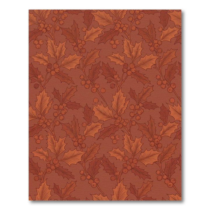 Warm Terracotta Holly Berry Branches Rug