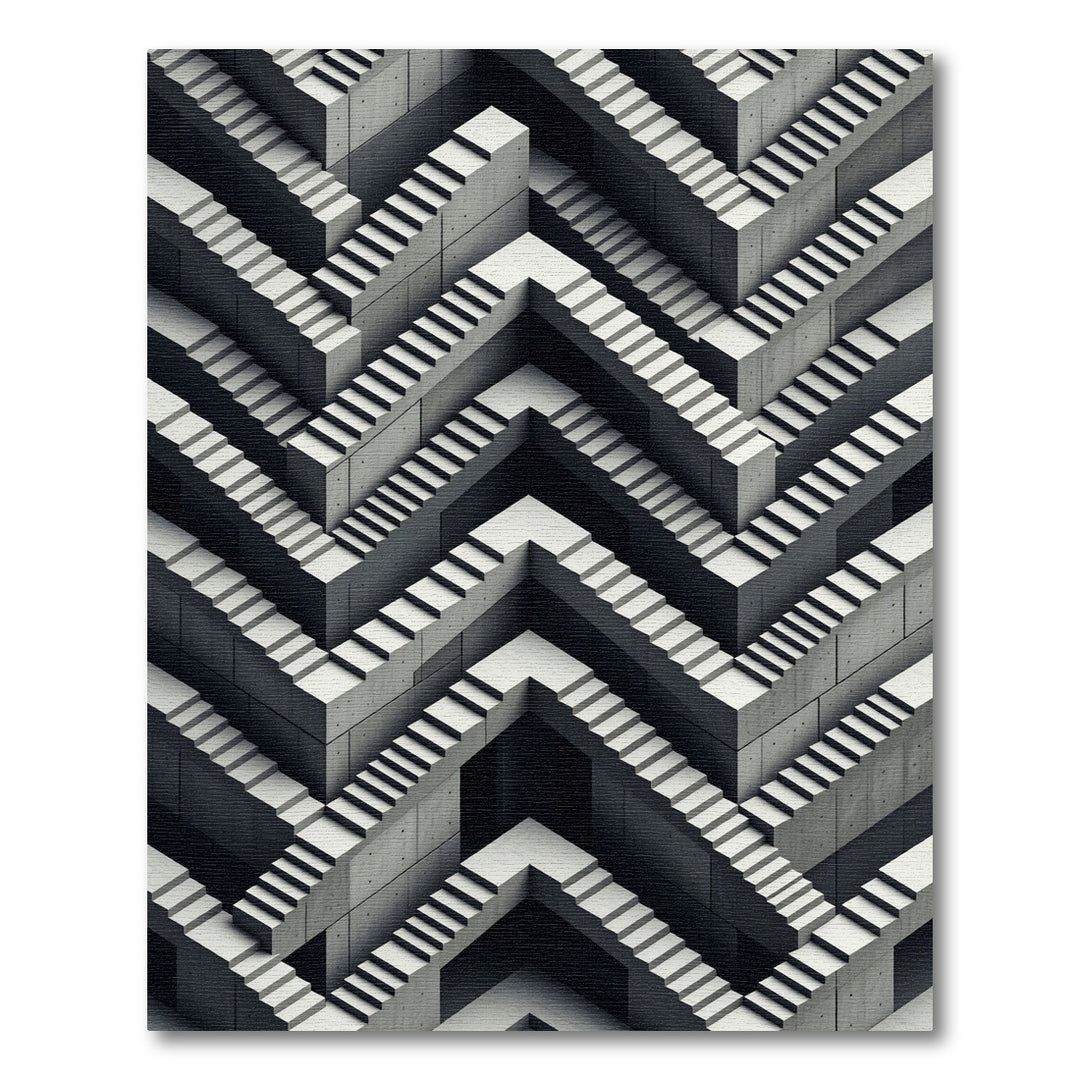 Optical Illusion Concrete Staircase Rug