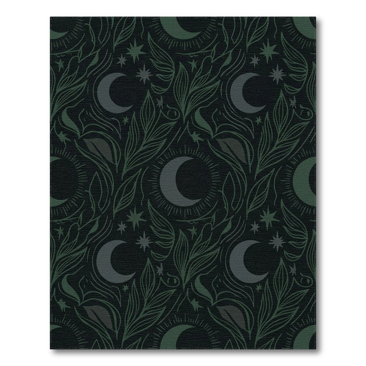 Dark Emerald Celestial Moon Foliage Rug