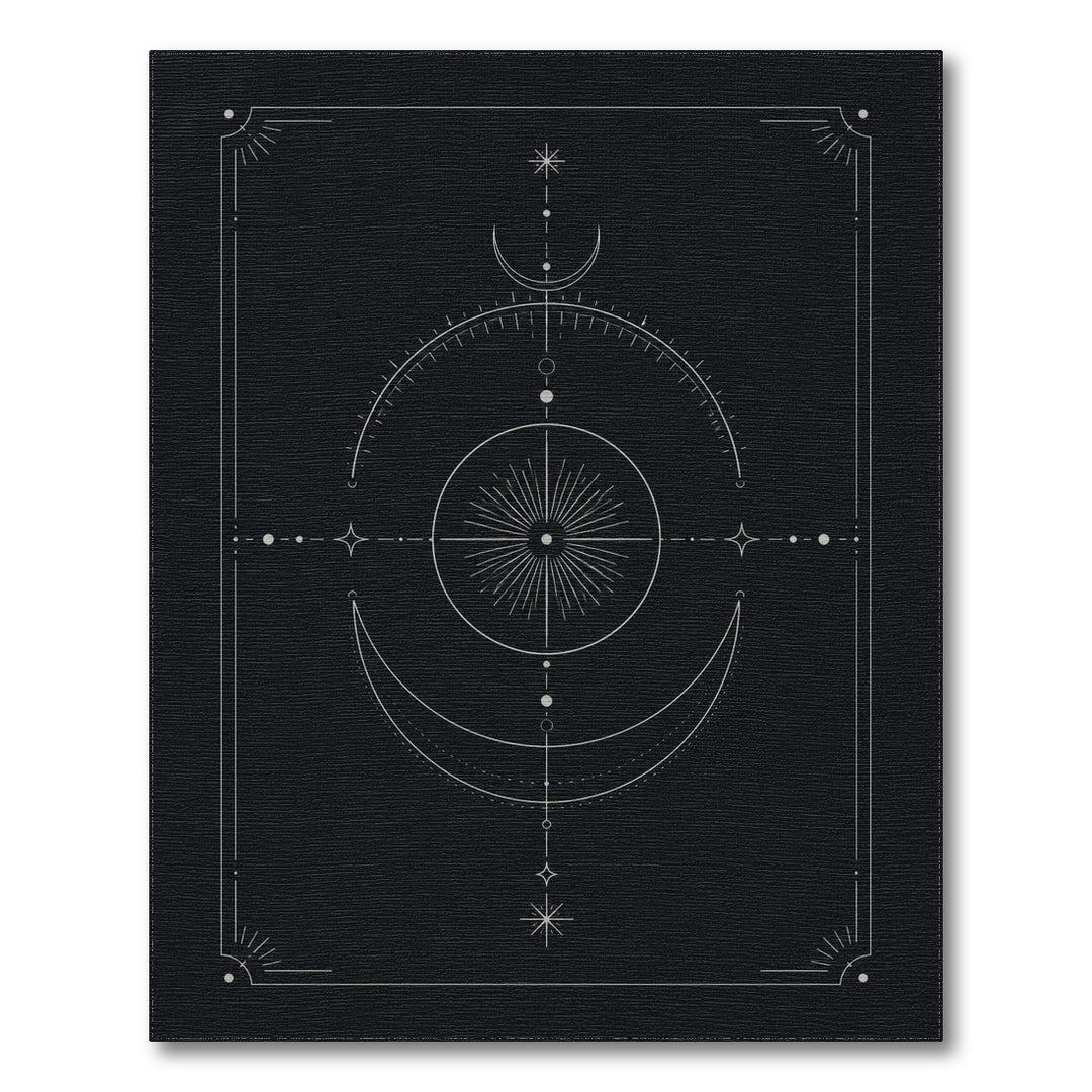 Black and White Celestial Geometric Black White Area Rug