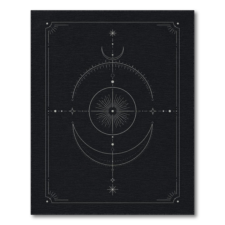 Black and White Celestial Geometric Black White Area Rug