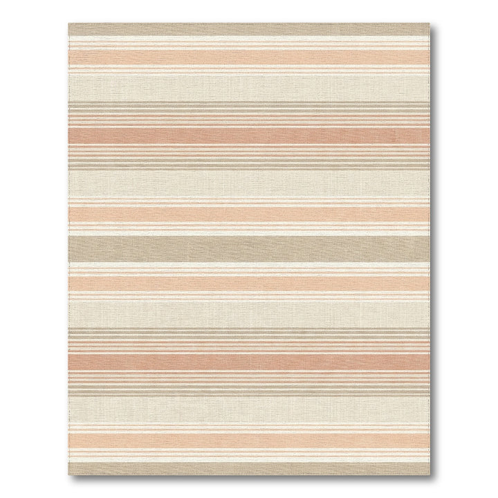 Terracotta Cream Striped Linen Texture Rug