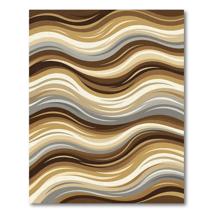 Earthy Brown Wave Abstract Rug