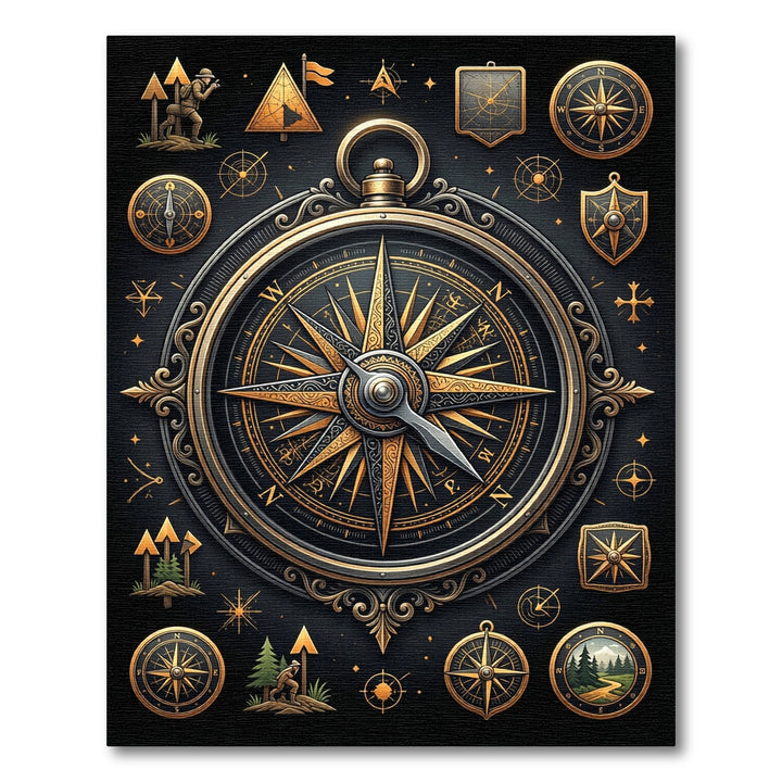 Vintage Compass Nautical Navigation Rug