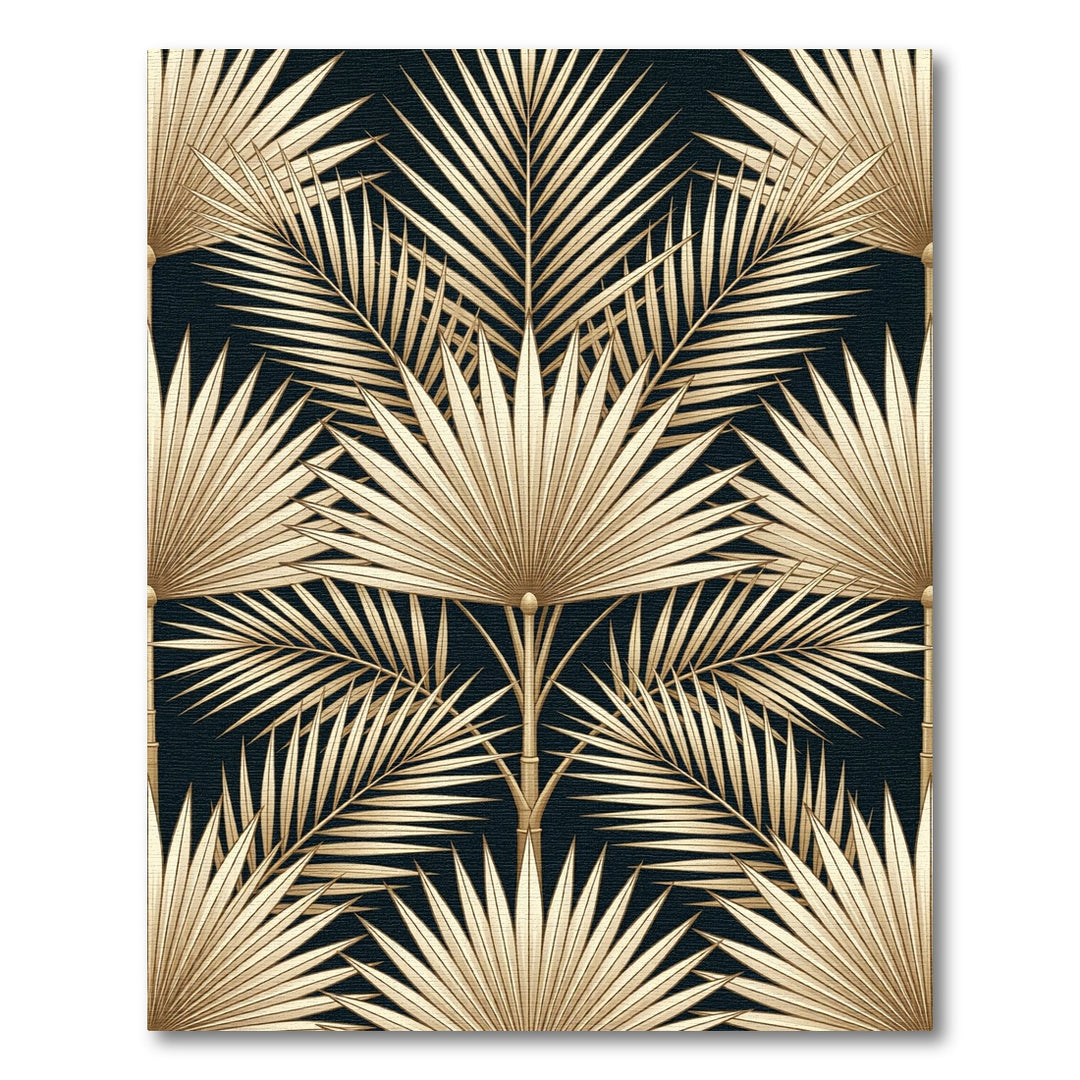 Golden Palm Fronds Art Deco Rug