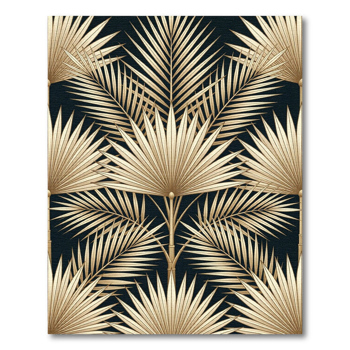 Golden Palm Fronds Art Deco Rug