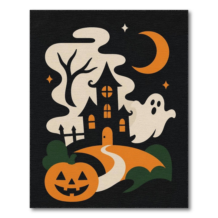 Multi-color and Patterns Haunted House Halloween Area Rug