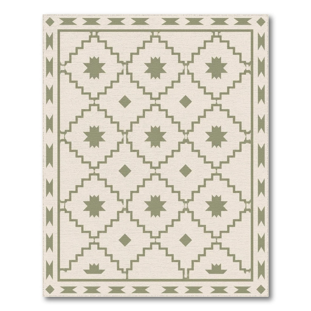 Green Southwestern Geometric Area Rug