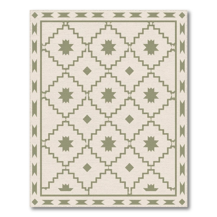 Green Southwestern Geometric Area Rug