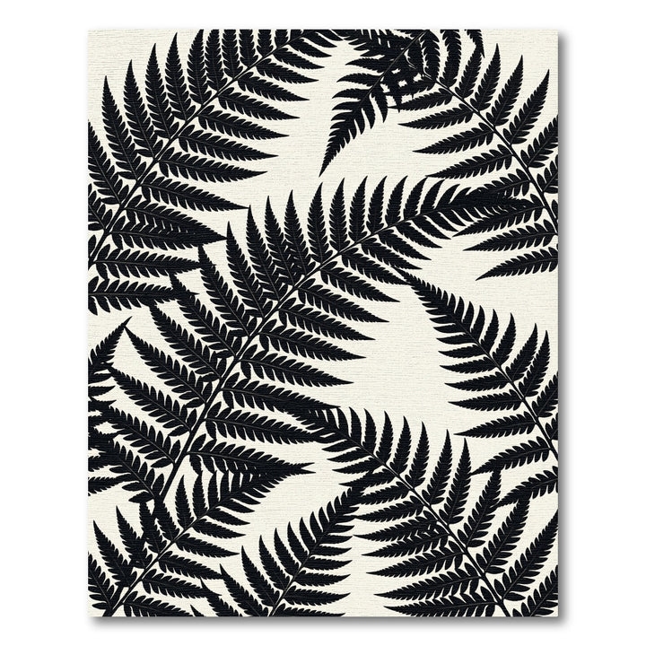 Black Fern Frond Tropical Composition Rug