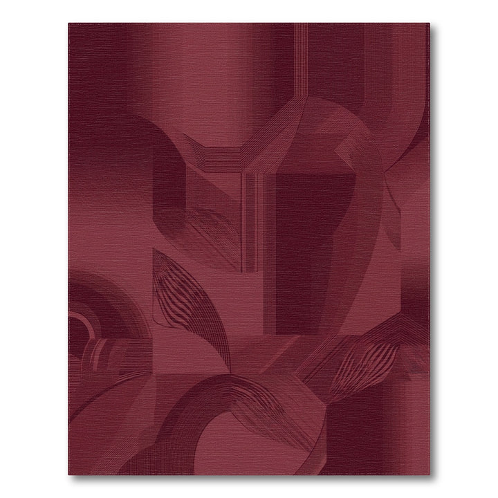 Deep Red Geometric Abstract Lines Rug