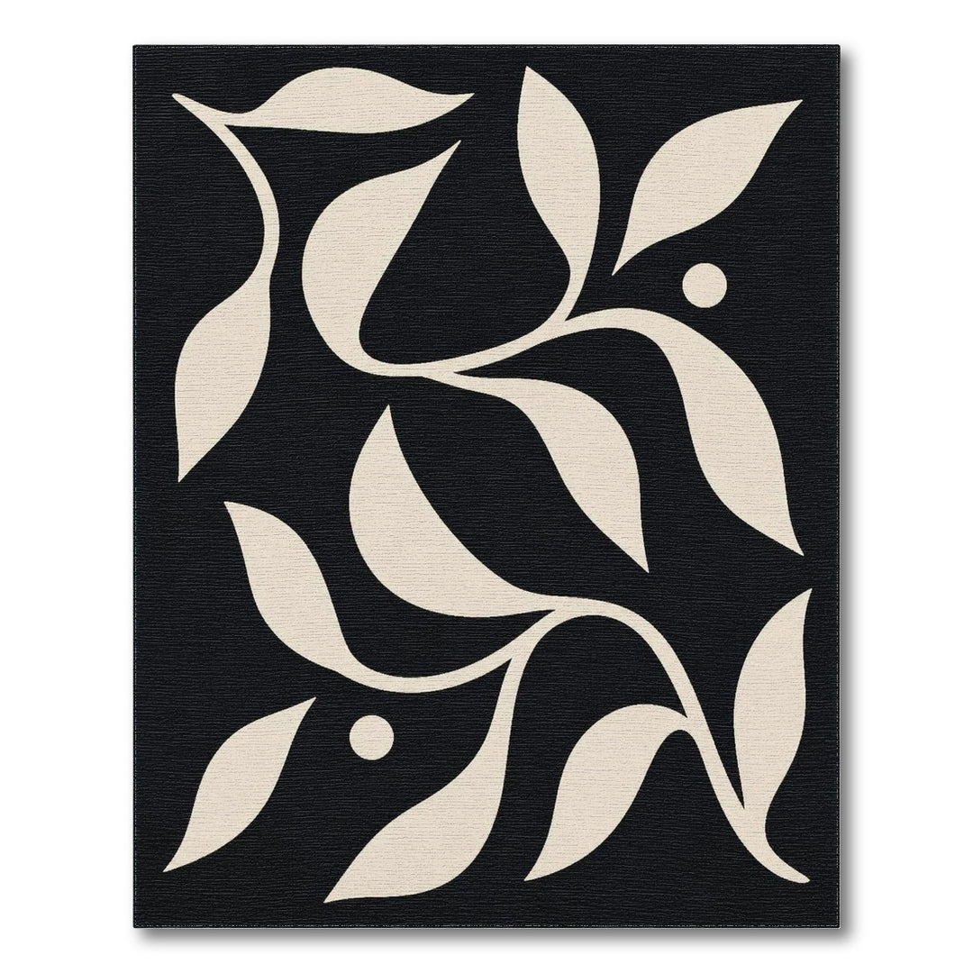Abstract Area Black and White Black White Abstract Leaf Area Rug