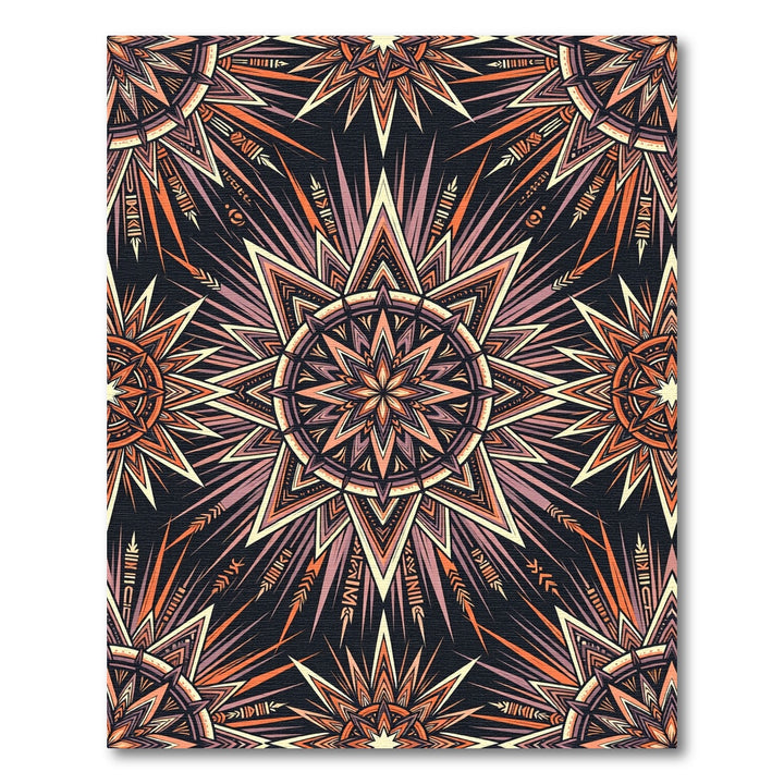 Orange Pink Sunburst Mandala Rug