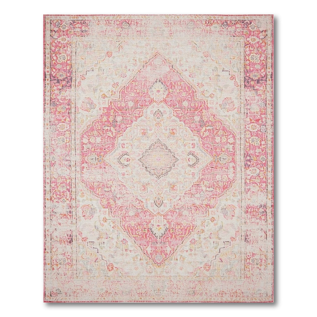 Pink Distressed Vintage Floral Area Rug