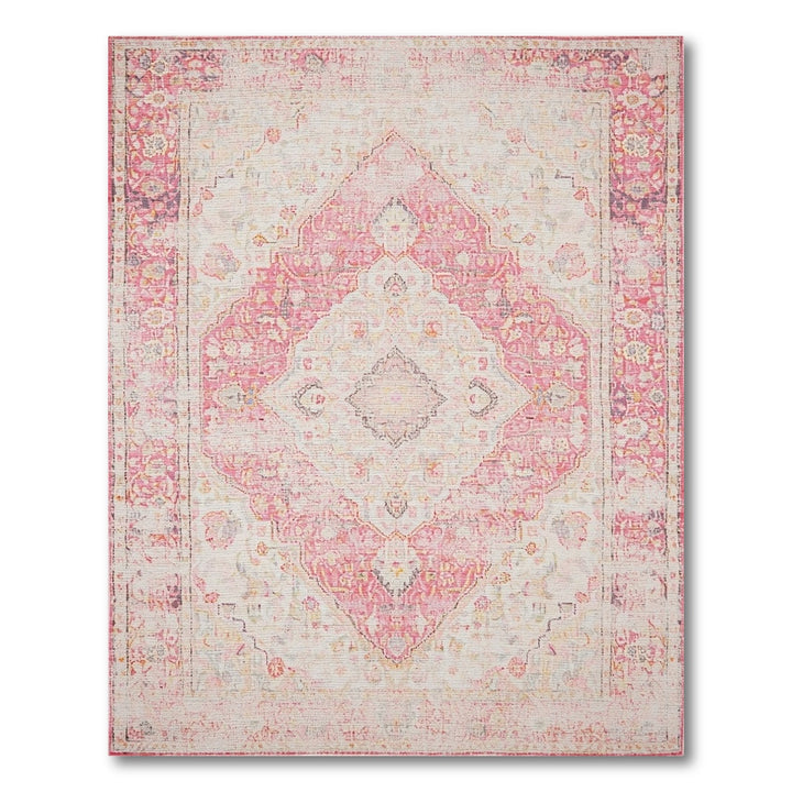 Pink Distressed Vintage Floral Area Rug