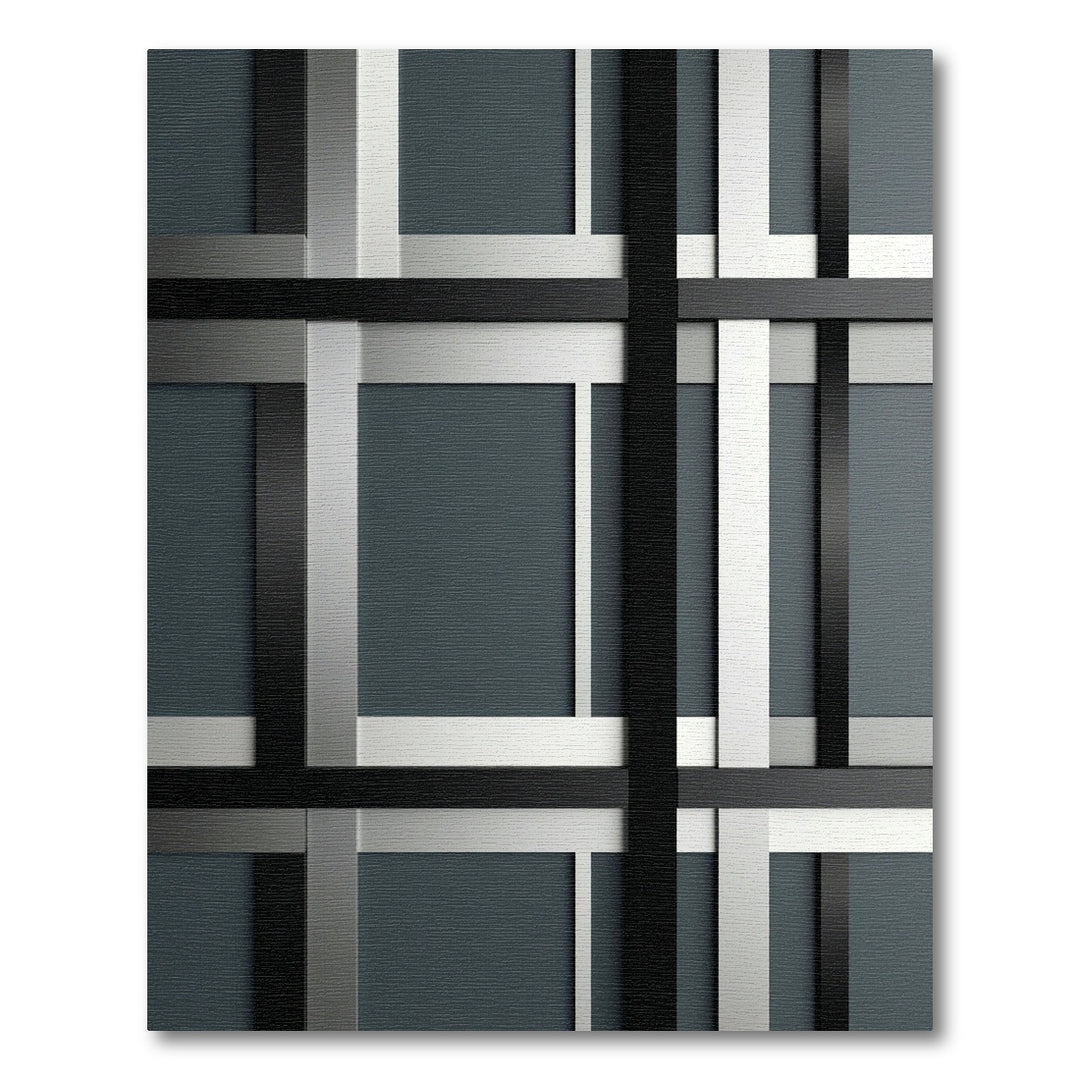 Black White Gray Intersecting Lines Rug