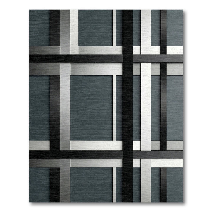 Black White Gray Intersecting Lines Rug