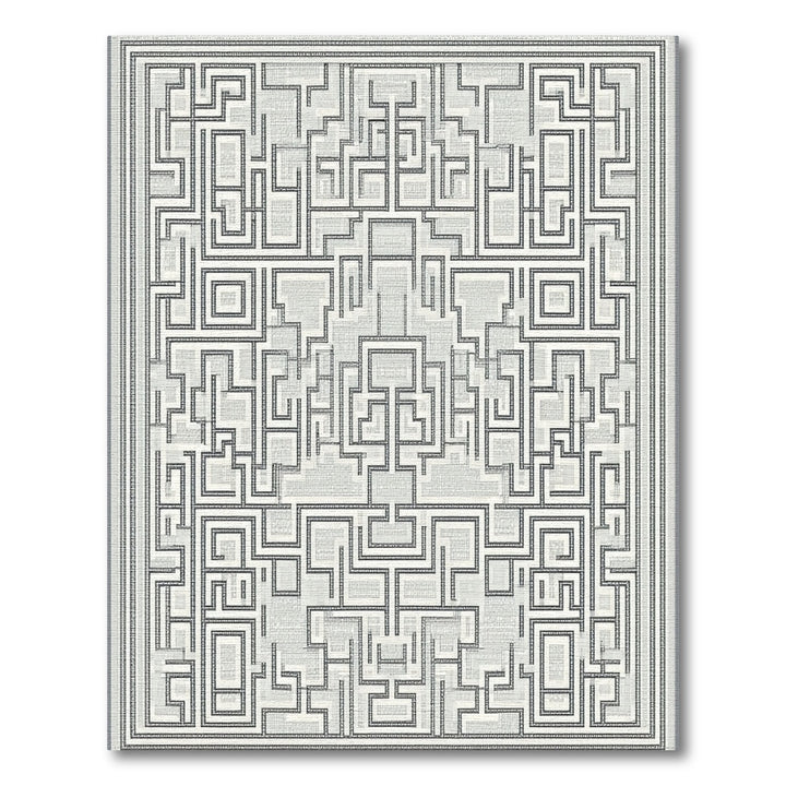 Black and White Labyrinth Black White Geometric Labyrinth Area Rug