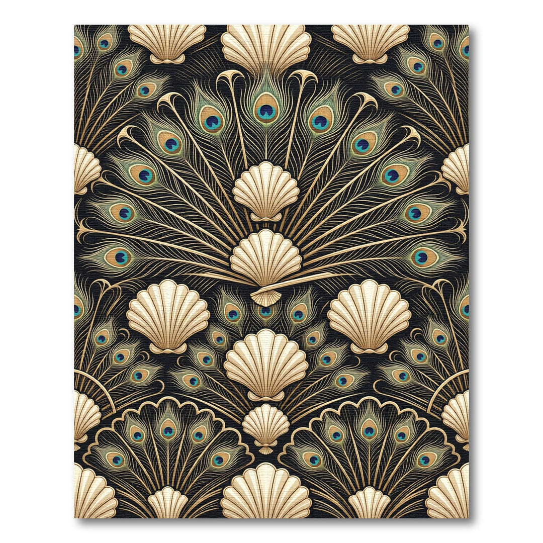 Art Nouveau Peacock Shell Tapestry Rug