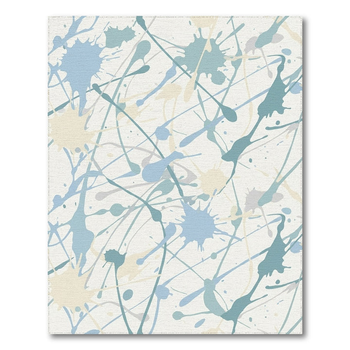 Soft Blue Splatter Paint Abstract Rug