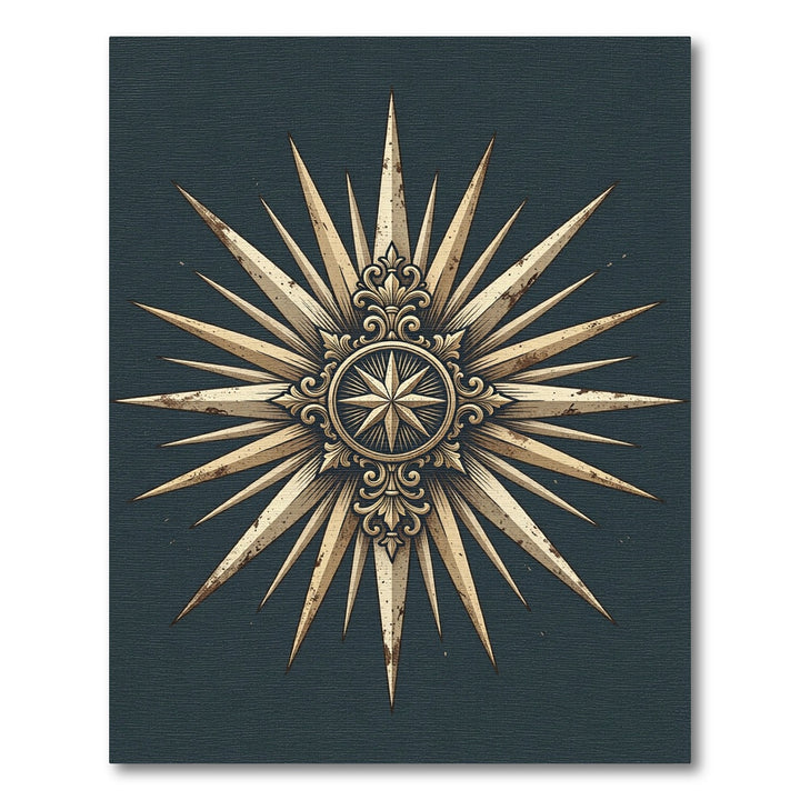Vintage Sunburst Compass Medallion Rug