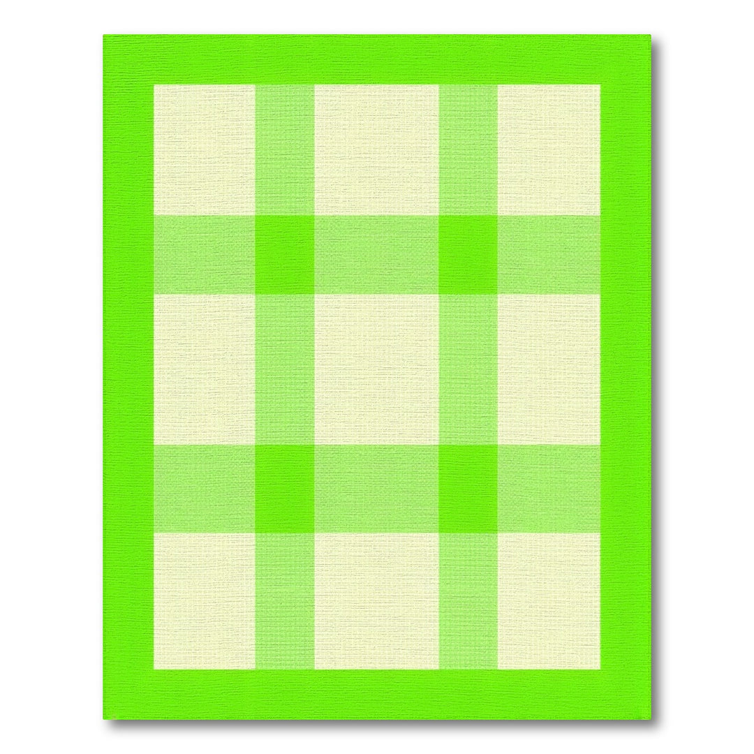 Lime Green Checkered Washable Area Rug