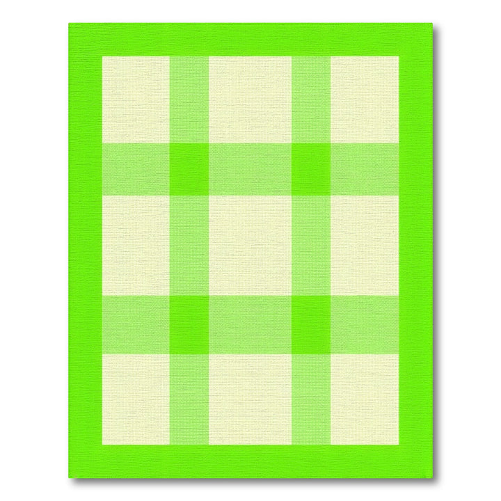 Lime Green Checkered Washable Area Rug