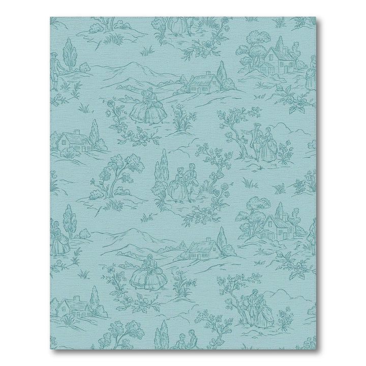 Aqua Rural Countryside Village Scenes Rug