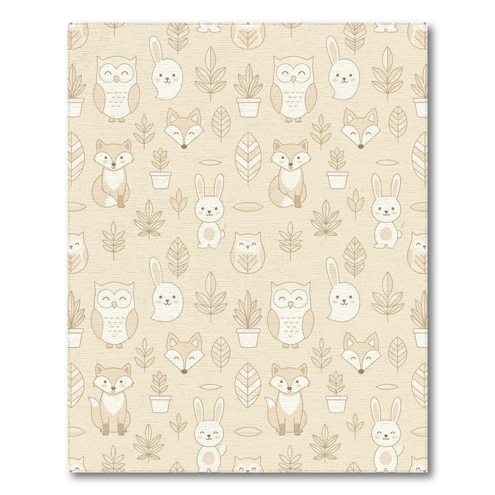 Cute Woodland Friends and Foliage Background Rug