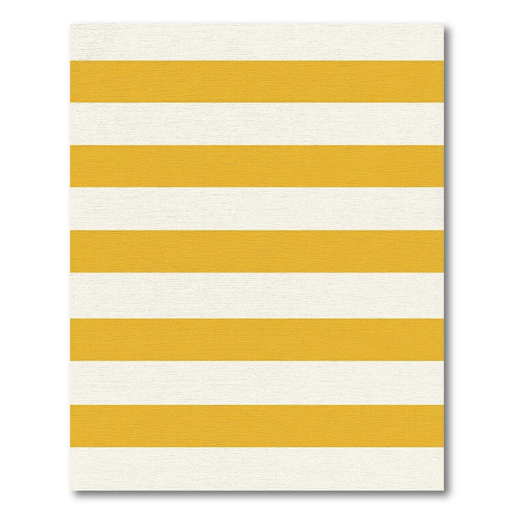 Golden Yellow White Horizontal Stripes Rug
