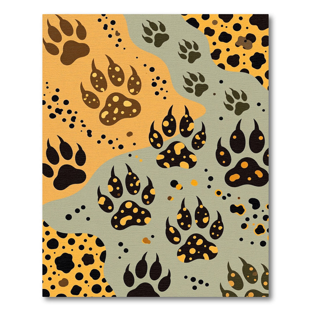 Bold Paw Prints Orange Gray Rug