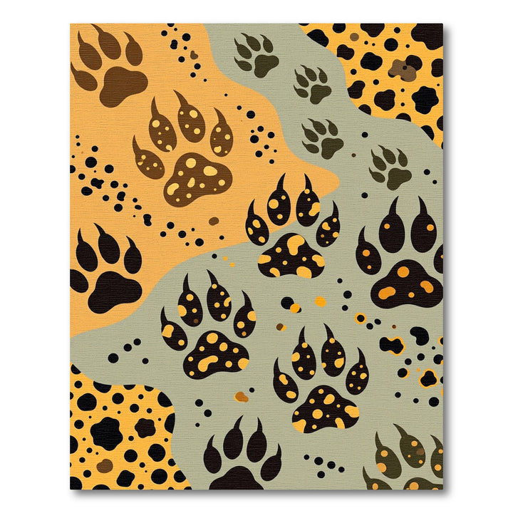 Bold Paw Prints Orange Gray Rug