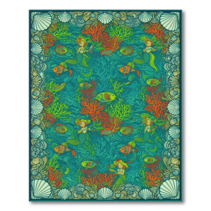 Mermaid Teal Kids Area Rug