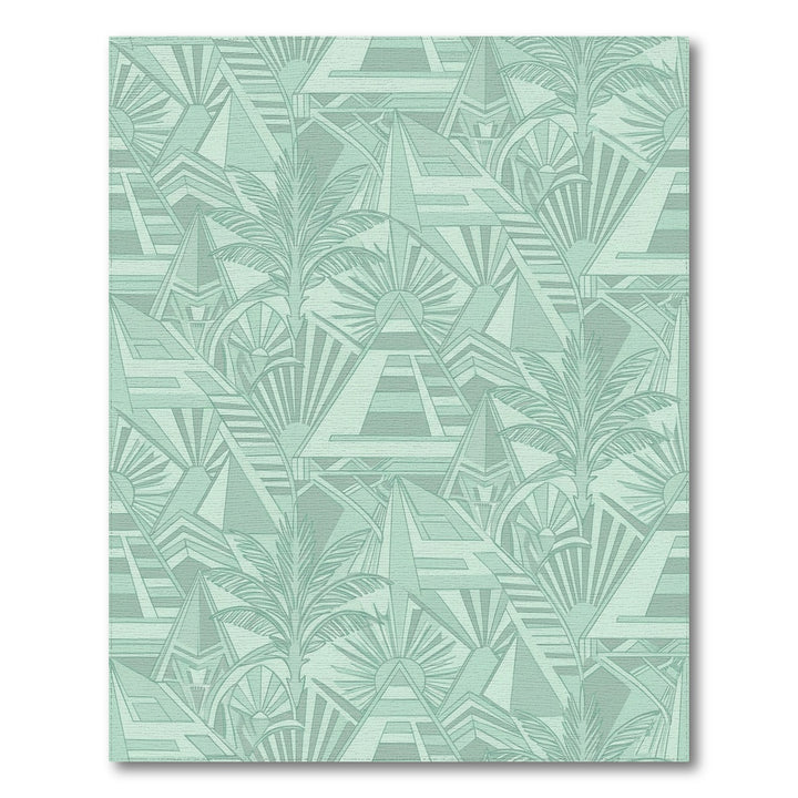 Mint Green Art Deco Egyptian Pyramid Rug