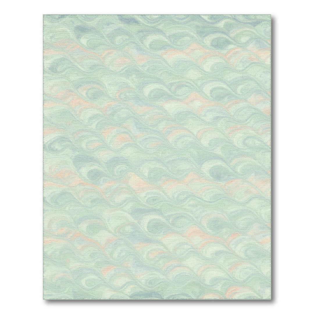 Blue Teal Abstract Wave Area Rug