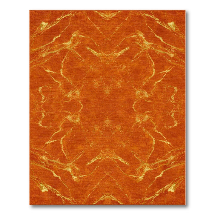 Orange Gold Vein Abstract Area Rug