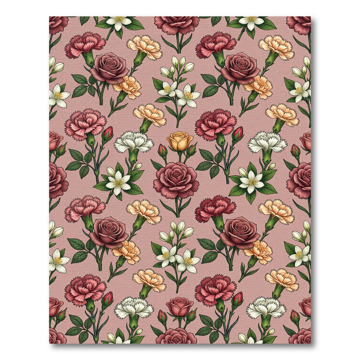 Deep Red Floral Bouquet Arrangement Rug