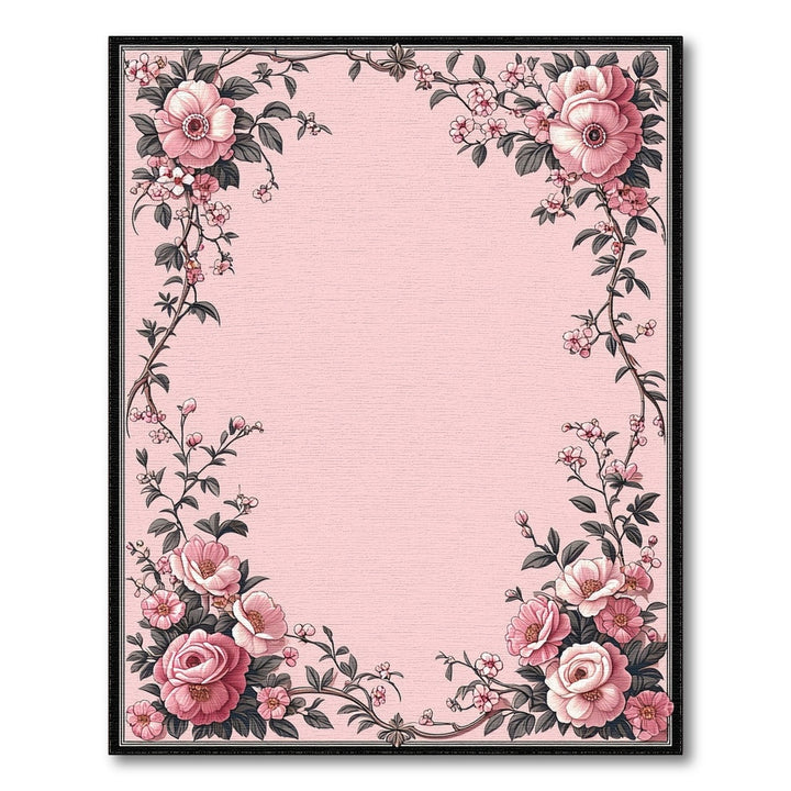 Pink Rose Floral Vintage Area Rug