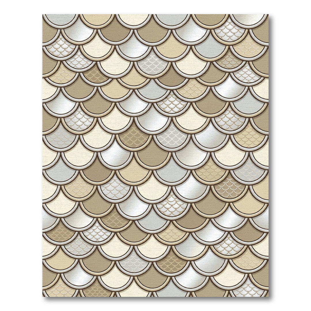 Elegant Beige Shell Scale Rug